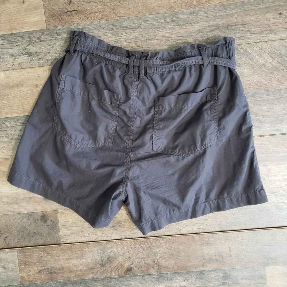 Lou & Grey for LOFT Elasticized Waistband Tie High Rise Gray Cotton Shorts Small - Picture 5 of 9
